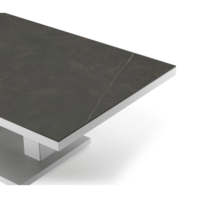 Cirello pop-up loungetafel rechthoekig in wit aluminium en volkeramiek Calatorao - L 140 x B 80 x H 71 cm