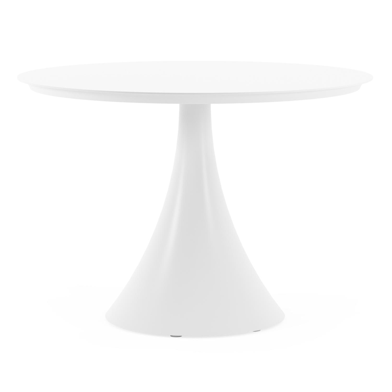 Table de jardin Fano ronde en aluminium blanc - Diam. 110 x Haut. 75 cm