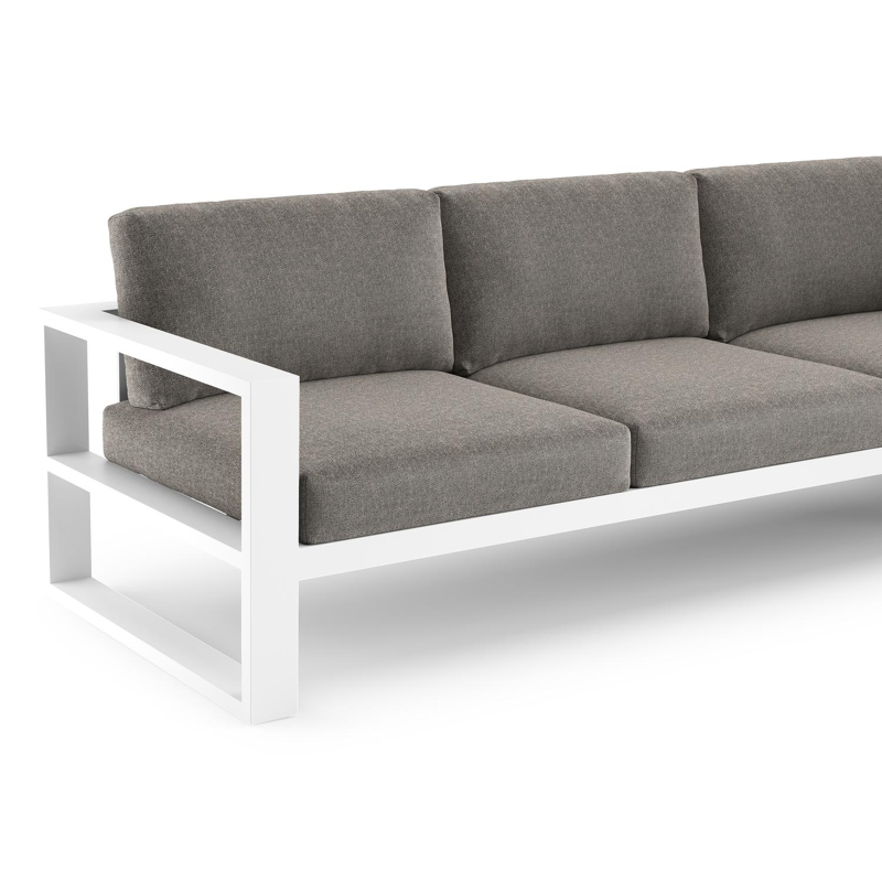 Verato loungebank in wit aluminium met chartres drizzle all weather sunbrella® luxe kussen