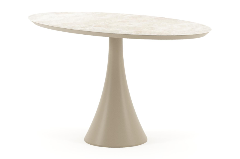 Fano tuintafel ovaal in beige aluminium en volkeramiek Rapolano - L 140 x B 80 x H 74.5 cm
