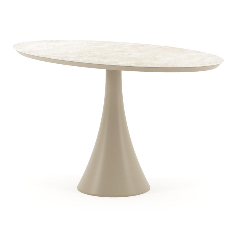 Fano tuintafel ovaal in beige aluminium en volkeramiek Rapolano - L 140 x B 80 x H 74.5 cm