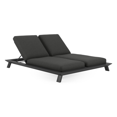 Cesano dubbel ligbed in zwart aluminium met chartres sooty all weather sunbrella® luxe kussen