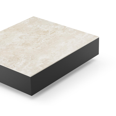 Como loungetafel rechthoekig in zwart aluminium en volkeramiek Rapolano - L 70 x B 80 x H 20 cm