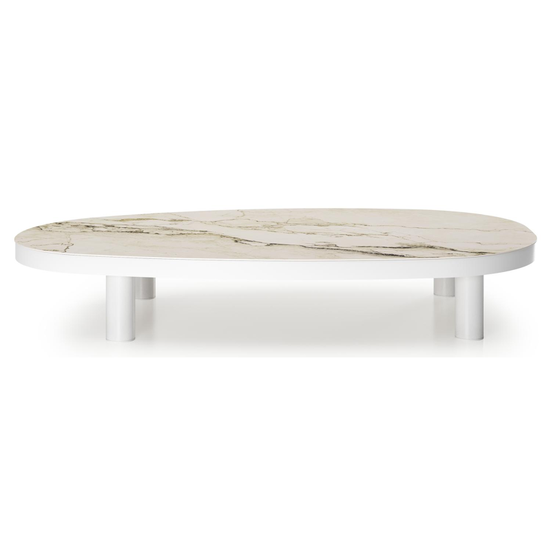 Donato loungetafel in wit aluminium en volkeramiek colorado dunes - L 151 x B 90 x H 25 cm