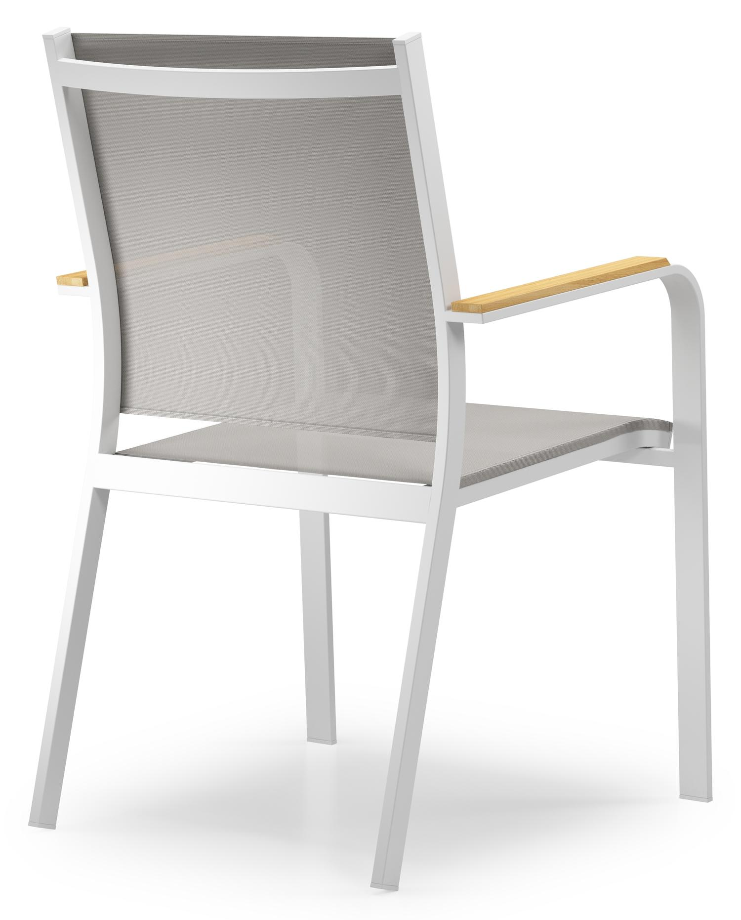 Mosa bootvormige tuinset in wit aluminium en sintered stone topo minerale met 6 Amalfi tuinstoelen