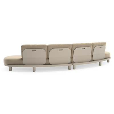Donato loungebank in beige aluminium met all weather cosytica Althea Camel kussen