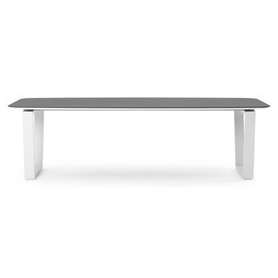 Pagino tuintafel bootvorm in wit aluminium en volkeramiek Basalt Black - L 255 x B 115 x H 73 cm