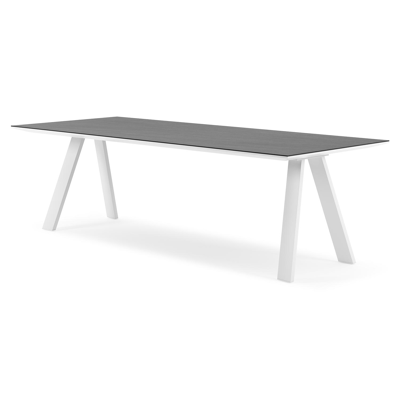 Cesano tuintafel rechthoekig in wit aluminium en volkeramiek Basalt Black - L 240 x B 100 x H 75 cm
