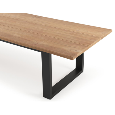 Portorivo tuintafel rechthoekig in zwart aluminium en teak - L 360 x B 107 x H 78 cm
