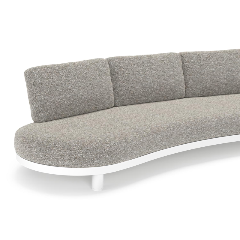 Canapé de jardin Donato en aluminium blanc et coussins en all weather sunbrella® luxe Tundra Pepper