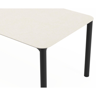 Mira tuintafel rechthoekig afgerond in zwart aluminium en sintered stone Crema minerale - L 220 x B 92 x H 74 cm