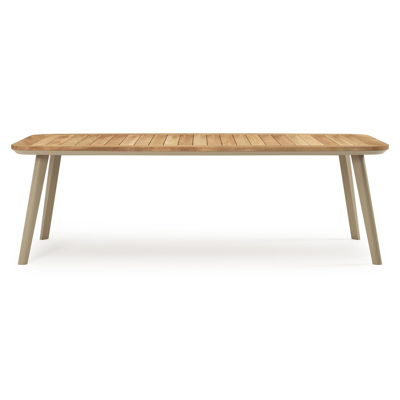 Mosa tuintafel bootvorm in beige aluminium en teak natural finish - L 240 x B 110 x H 74 cm