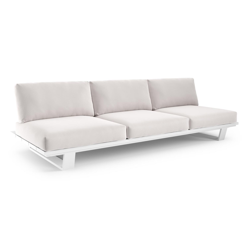 Pagino loungebank in wit aluminium met savane whisper all weather sunbrella® luxe kussen