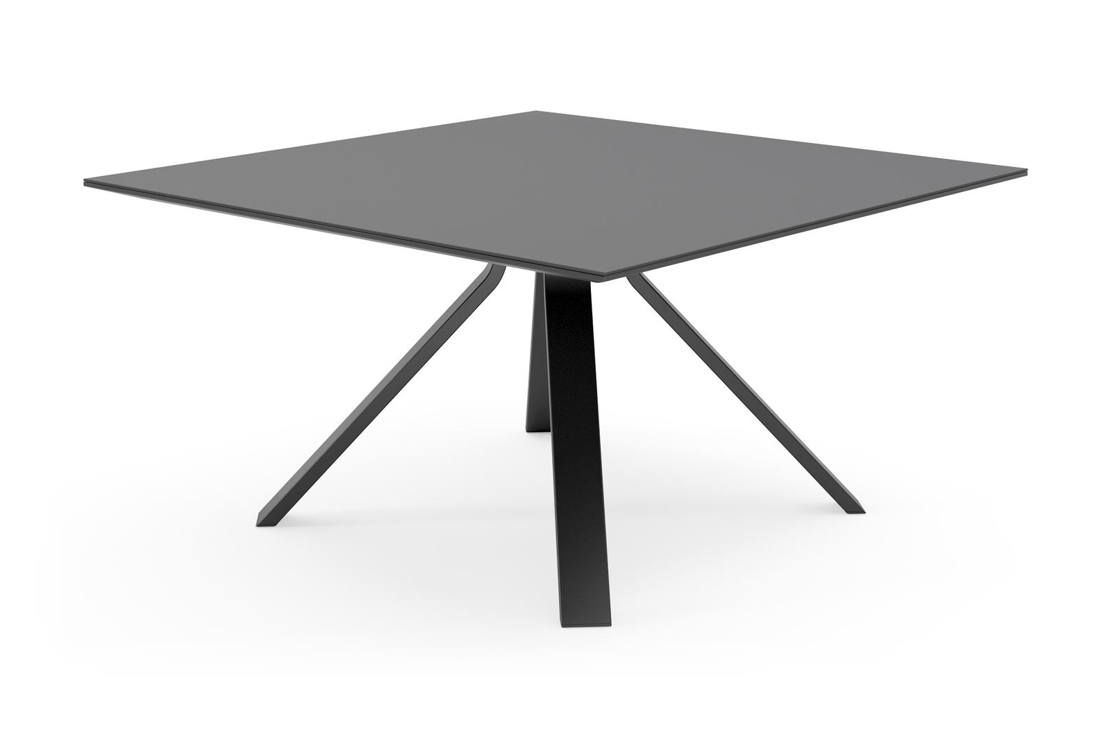 Cesano tuintafel in zwart aluminium en volkeramiek nero black - L 148 x B 148 x H 74,5 cm