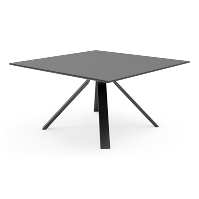 Table de jardin Cesano en aluminium noir et céramique pleine nero black - Lg 148 x Larg. 148 x H 74,5 cm
