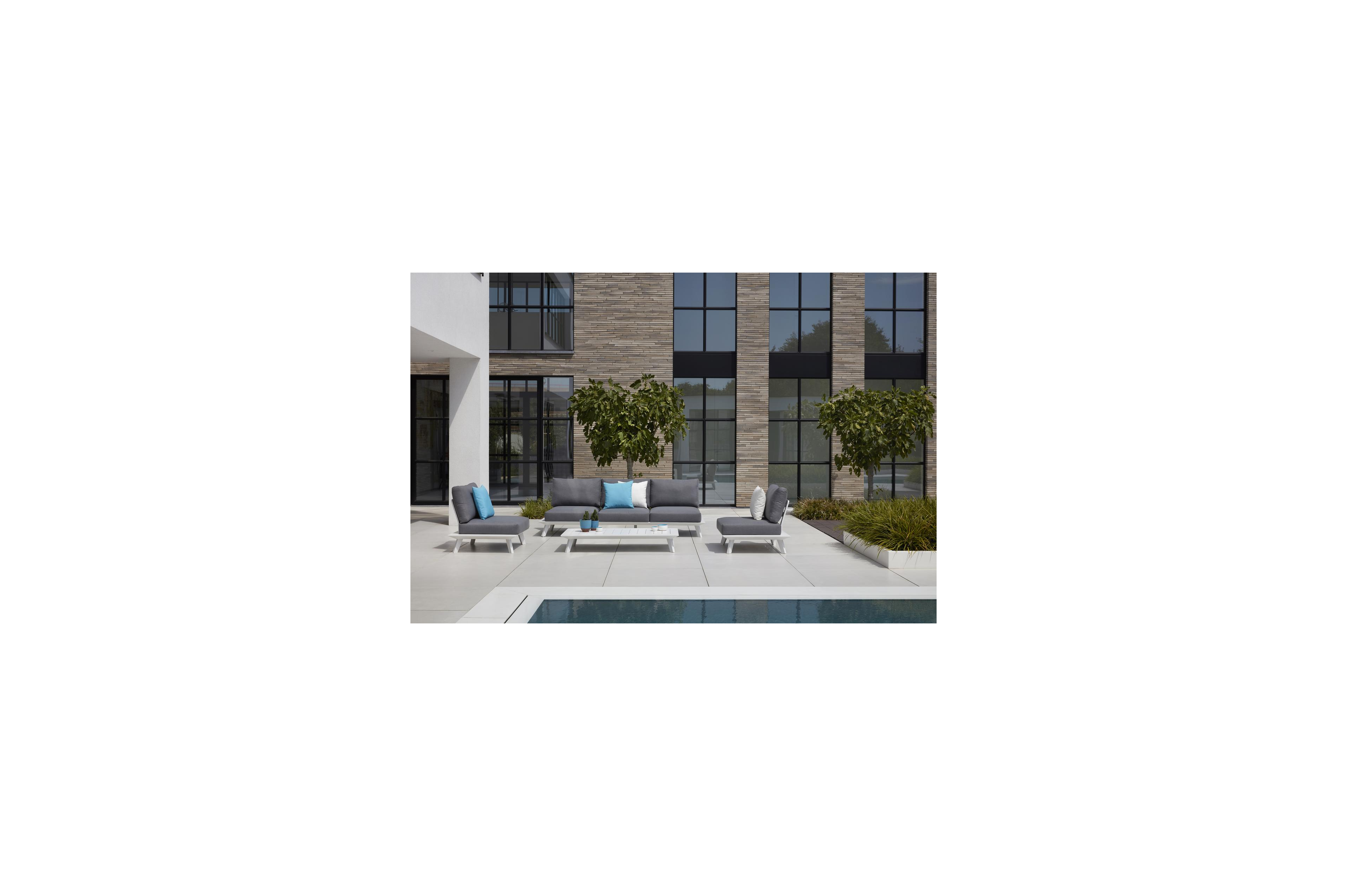 Puglia loungezetel 3-zit in wit aluminium met grijs weather+ softtouch kussen