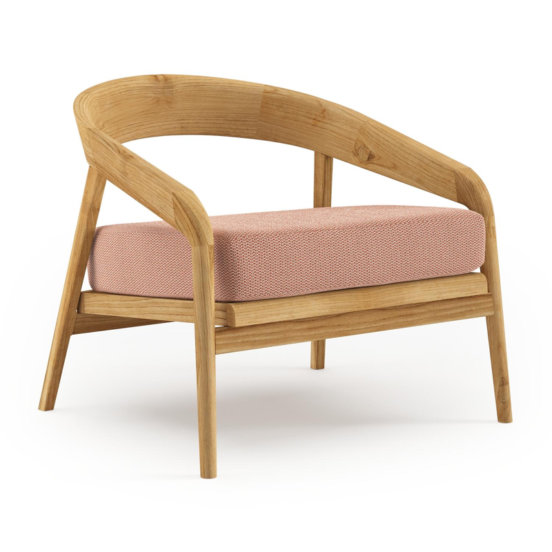 Lacrima loungestoel in teak met lopi fawn all weather Sunbrella® luxe kussen