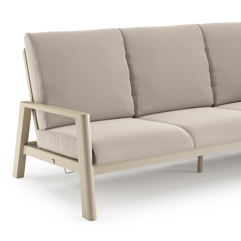 Cirello loungebank in beige aluminium met lopi fossil all weather sunbrella® luxe kussen