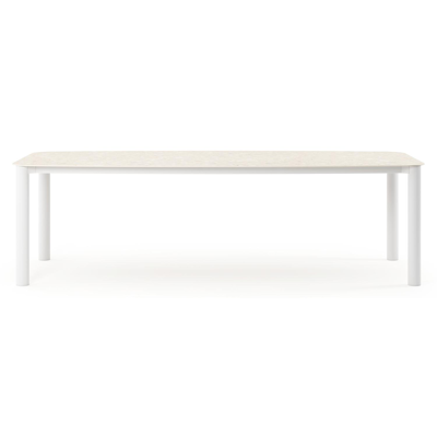 Orso tuintafel bootvorm in wit aluminium en volkeramiek retrostone - L 255 x B 115 x H 75 cm