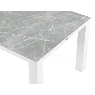 Nano tuintafel in wit aluminium en volkeramiek zaha stone - L 240 x B 100 x H 76 cm