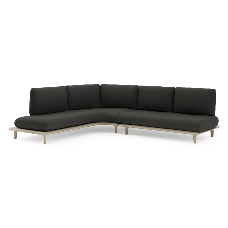 Salon de jardin d'angle Bomero en aluminium beige et coussins en all weather sunbrella® luxe heritage char