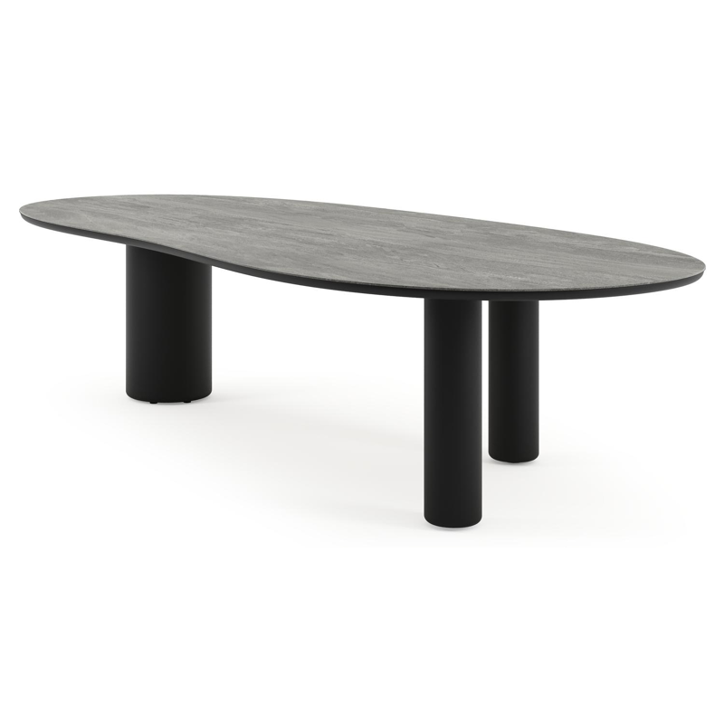Amico tuintafel organisch in zwart aluminium en volkeramiek Aspen Grey - L 320 x B 145 x H 73.5 cm