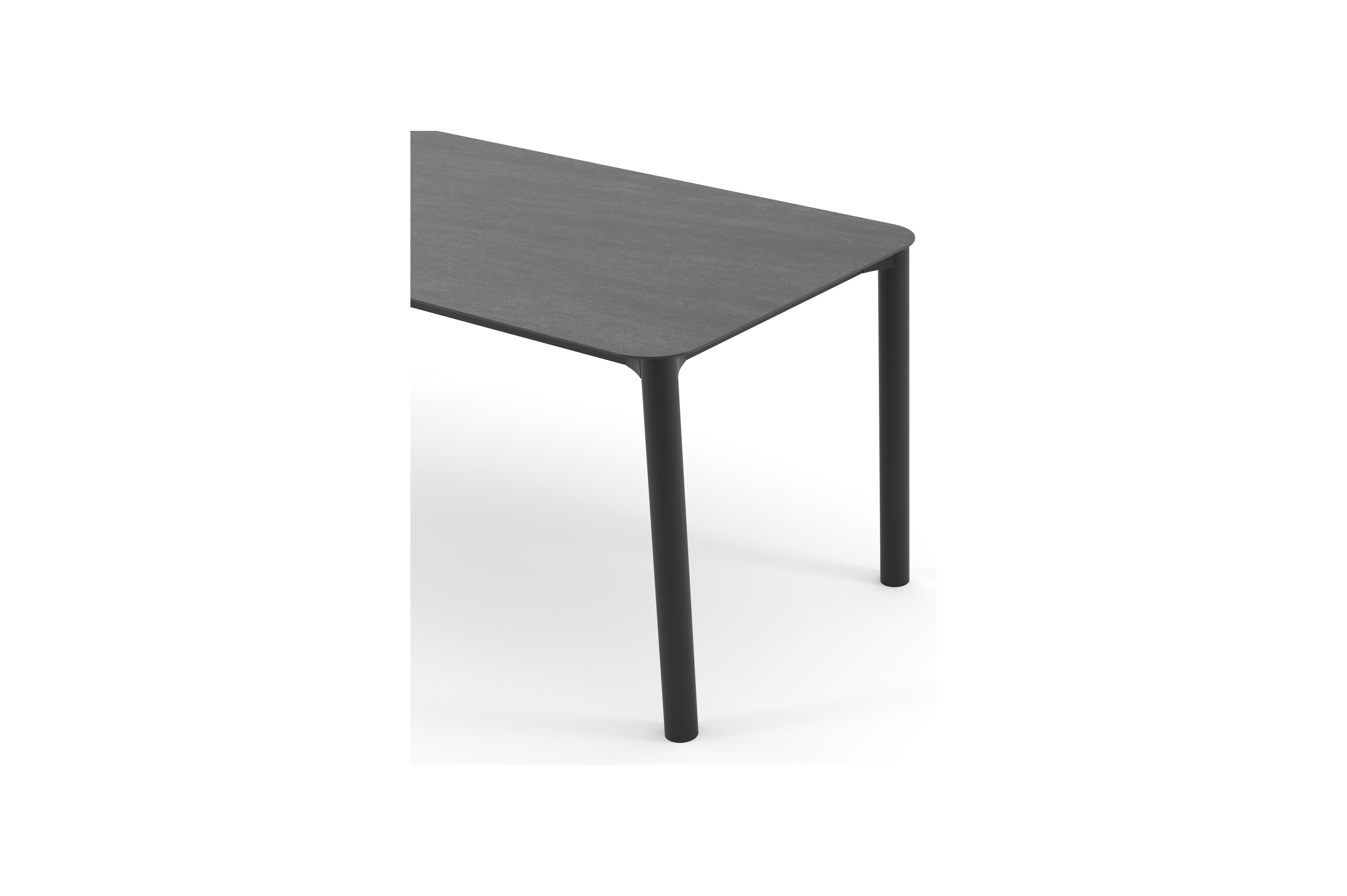 Orso tuintafel rechthoekig afgerond in zwart aluminium en volkeramiek Basalt Black - L 200 x B 80 x H 74.5 cm