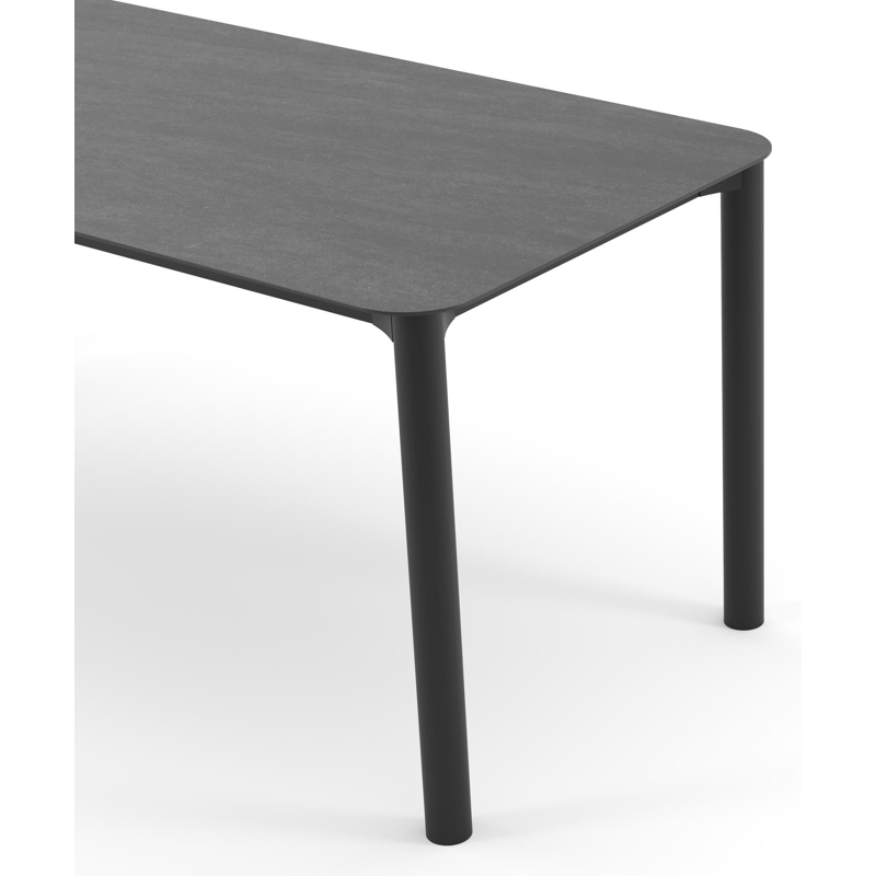Table de jardin Orso rectangulaire arrondi en aluminium noir et céramique pleine Basalt Black - Lg. 200 x Lrg. 80 x Haut. 74.5 cm