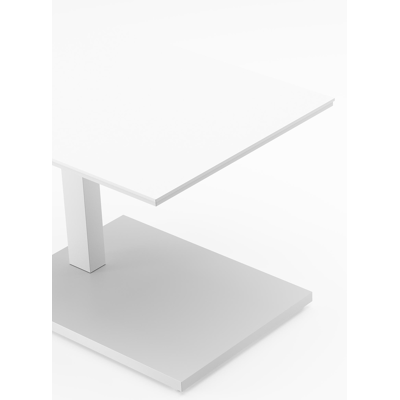 Table d'appoint Cirello Pop up en aluminium blanc et céramique pleine blanc - Lg 70 x larg. 50 x H 44/66 cm