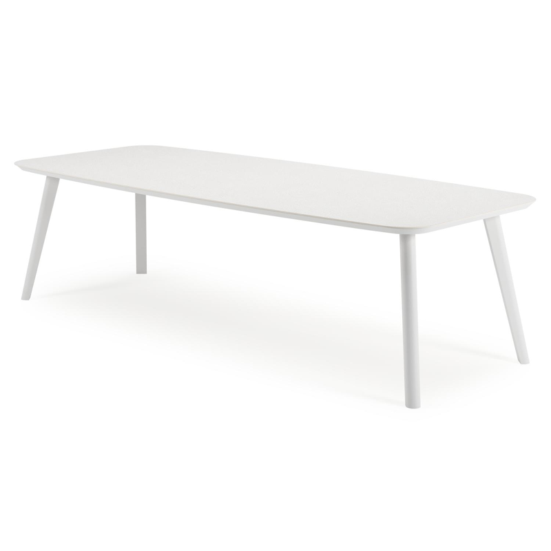 Mosa tuintafel bootvorm in wit aluminium en sintered stone Topo minerale - L 270 x B 115 x H 74 cm
