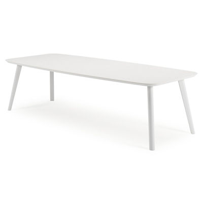 Mosa tuintafel bootvorm in wit aluminium en sintered stone Topo minerale - L 270 x B 115 x H 74 cm