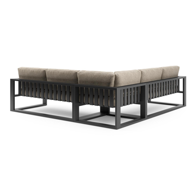 Verato loungehoek in zwart aluminium met bora jungle all weather cosytica kussen