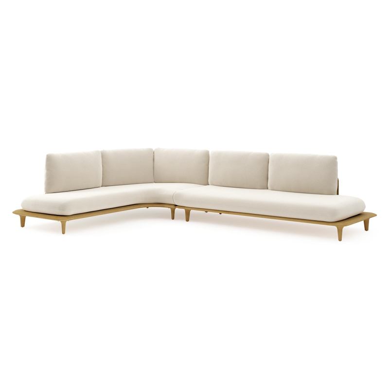 Bomero loungehoek in teak met althea off white all weather cosytica kussen
