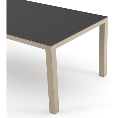 Como tuintafel rechthoekig in beige aluminium en volkeramiek Nero Black - L 200 x B 100 x H 73 cm