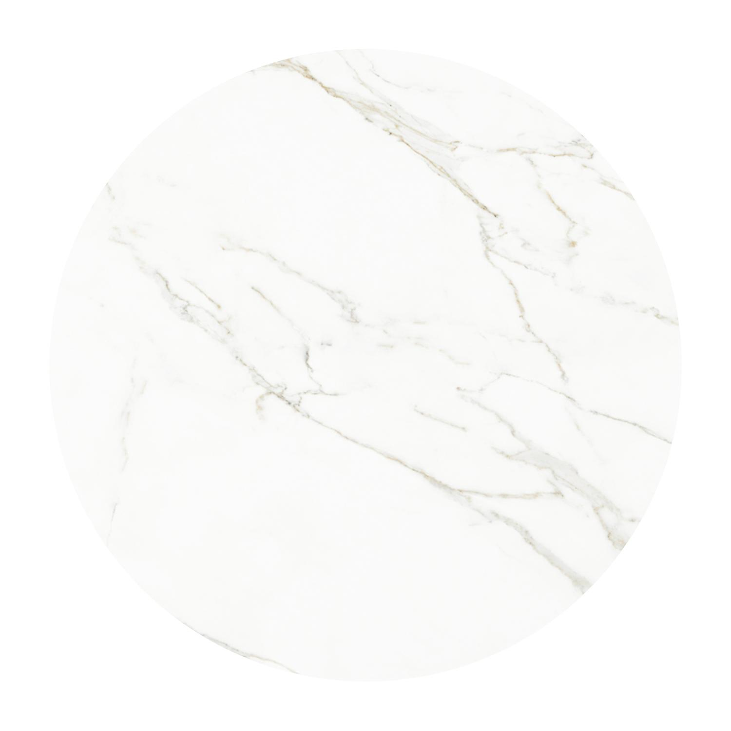 Table de jardin Fano en aluminium blanc et céramique pleine calacatta - Dia. 110 x H 75 cm