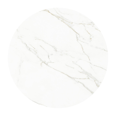 Fano tuintafel in wit aluminium en volkeramiek calacatta - Dia. 110 x H 75 cm