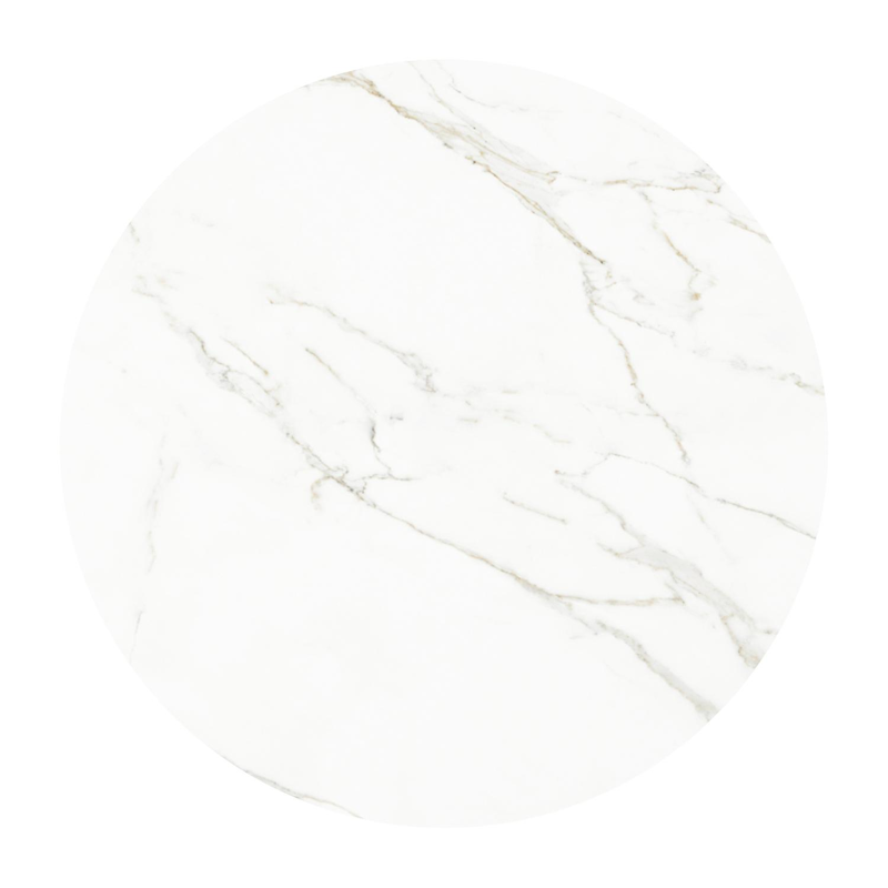 Fano tuintafel in wit aluminium en volkeramiek calacatta - Dia. 110 x H 75 cm