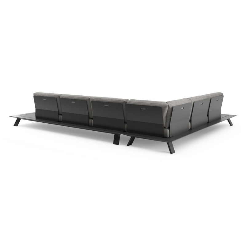 Cesano loungehoek in zwart aluminium met tundra charcoal all weather Sunbrella® luxe kussen