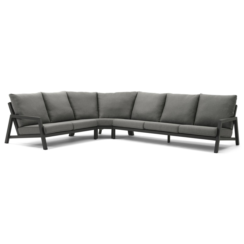 Zen'so loungeset in zwart aluminium met grijs weather+ softtouch