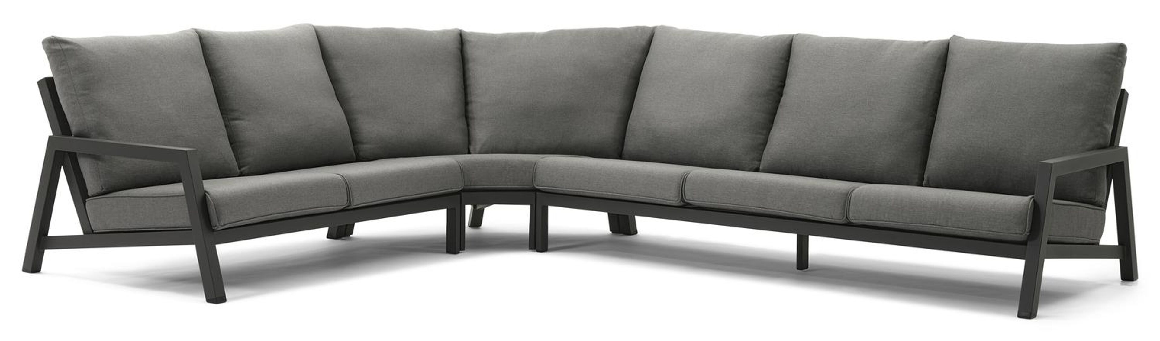 Zen'so loungeset in zwart aluminium met grijs weather+ softtouch