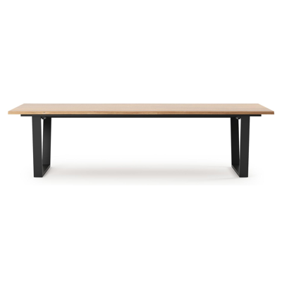 Pagino tuintafel boomstam in zwart aluminium en teak - L 300 x B 110 x H 73,5 cm