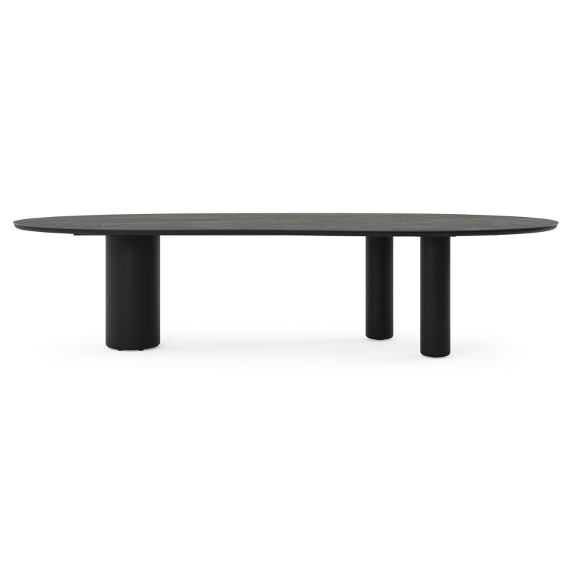 Table de jardin Amico organique en aluminium noir et céramique pleine Black Obsession - Lg. 320 x Lrg. 120 x Haut. 73.5 cm