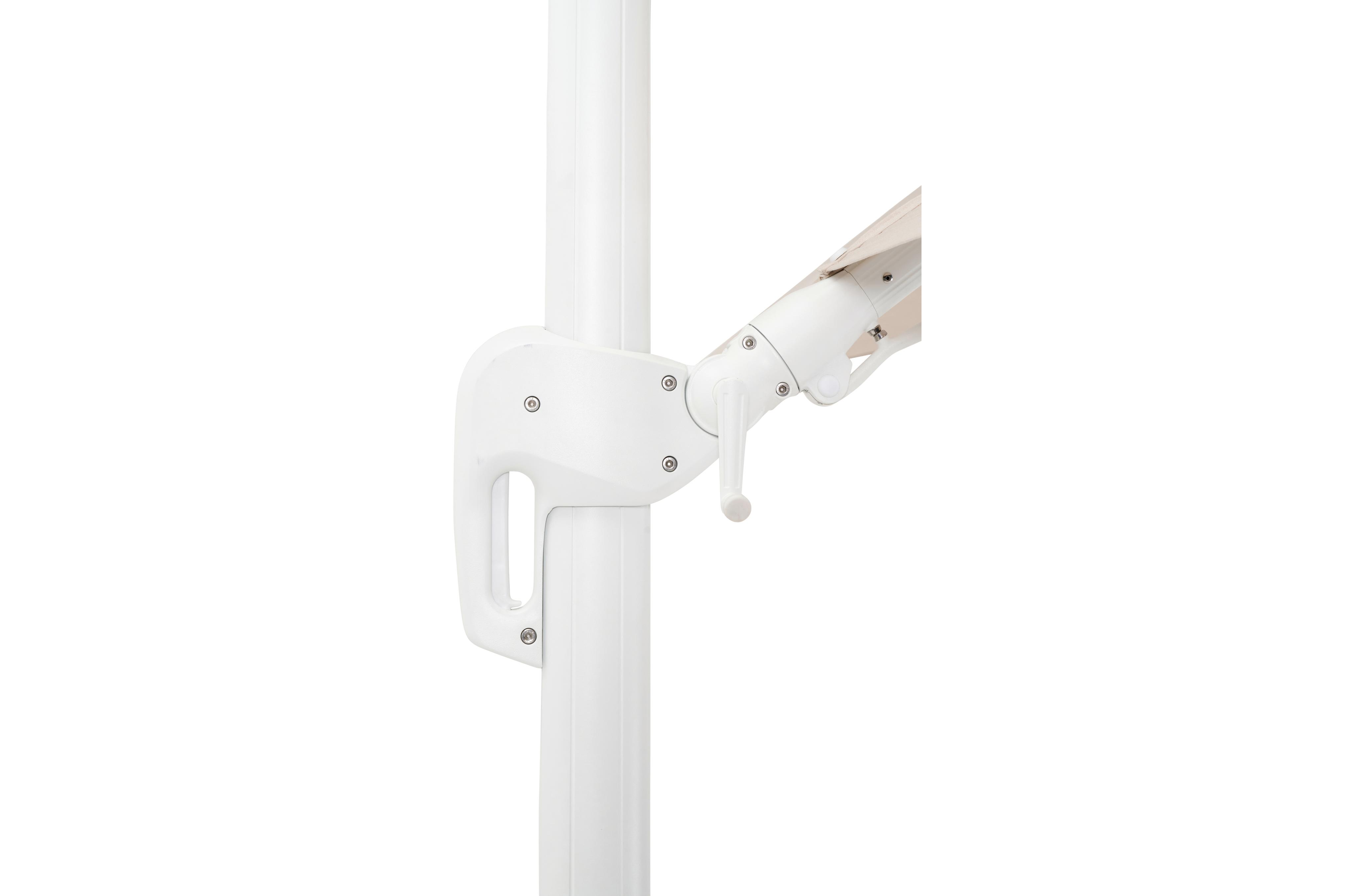 Rufina zweefparasol met tiltfunctie in wit aluminium met beige all weather sunbrella® premium parasoldoek - L1 300 x L2 300 cm (zonder voet)