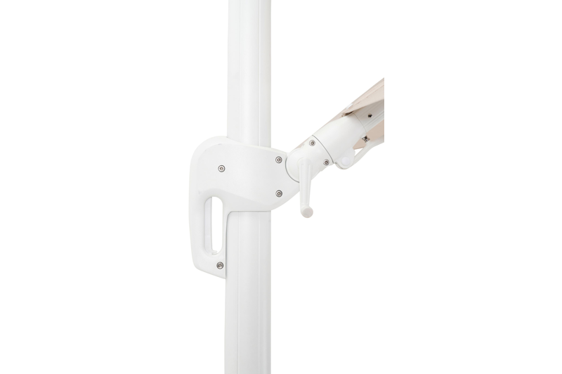 Rufina zweefparasol met tiltfunctie in wit aluminium met beige all weather sunbrella® premium parasoldoek - L1 300 x L2 300 cm (zonder voet)