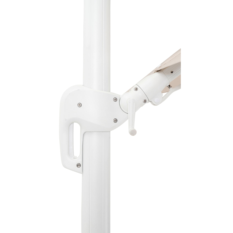 Rufina zweefparasol met tiltfunctie in wit aluminium met beige all weather sunbrella® premium parasoldoek - L1 300 x L2 300 cm (zonder voet)