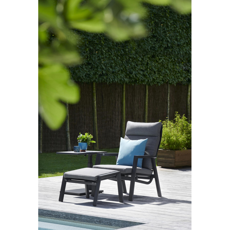Prato loungeset in zwart aluminium met grijs weather+ textilene kussens