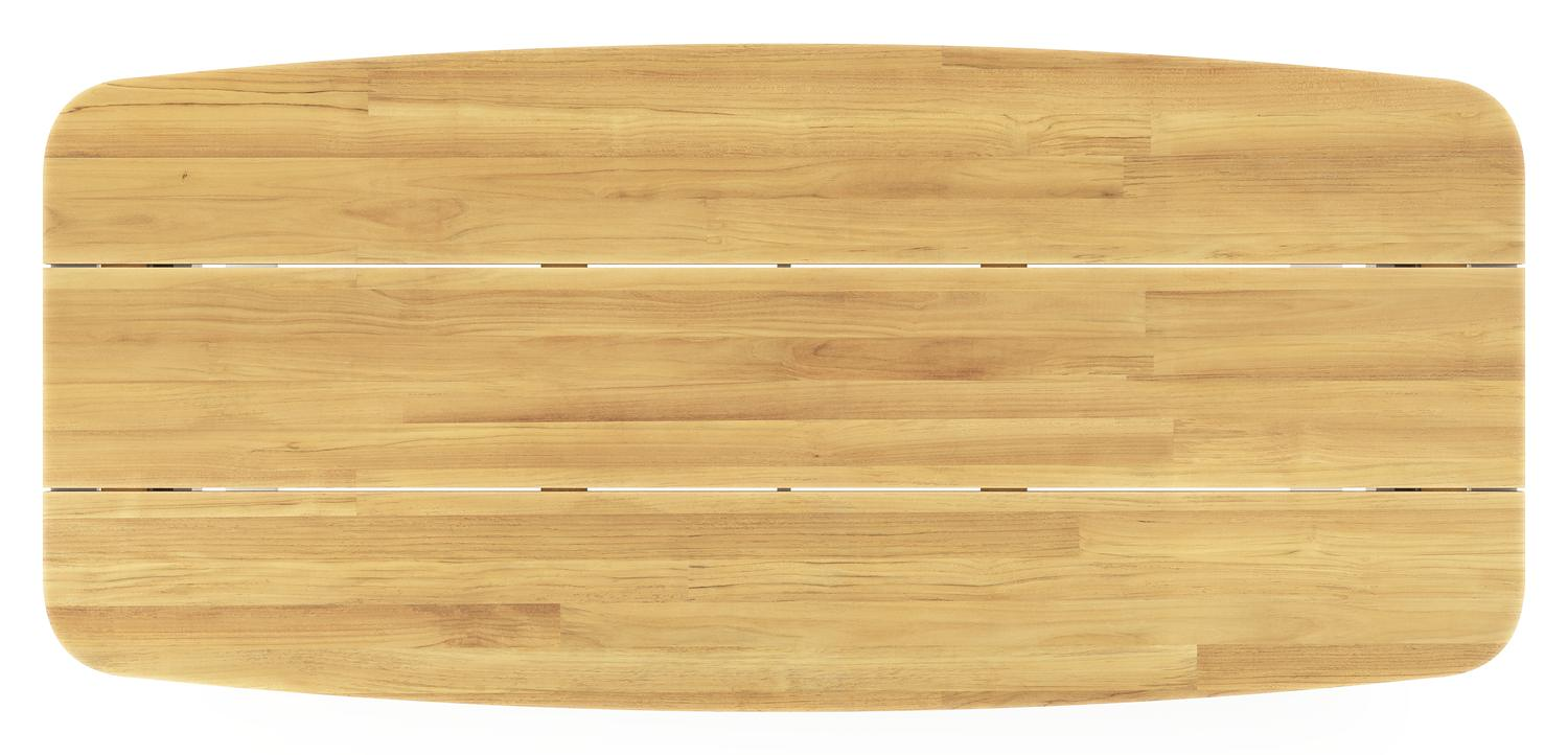 Pagino tuintafel bootvorm in wit aluminium en teak - L 255 x B 115 x H 73 cm