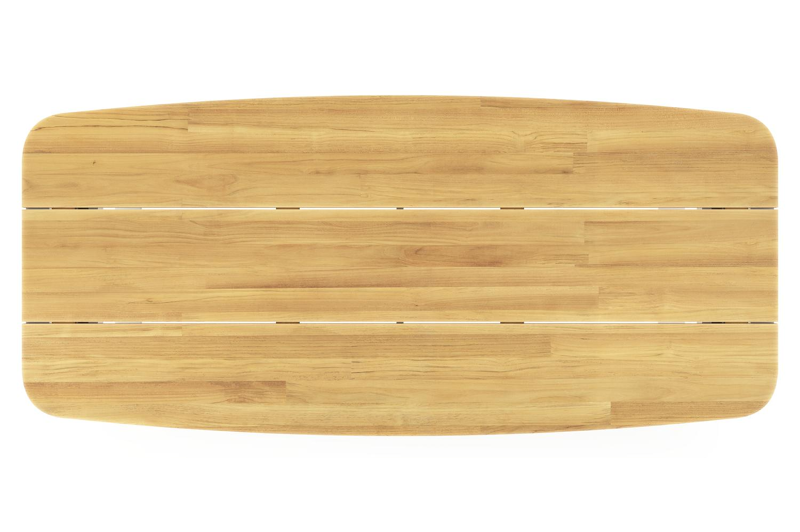 Pagino tuintafel bootvorm in wit aluminium en teak - L 255 x B 115 x H 73 cm