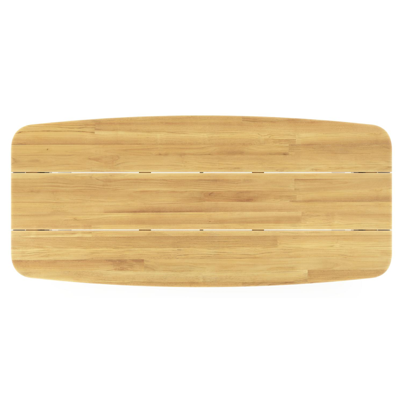 Pagino tuintafel bootvorm in wit aluminium en teak - L 255 x B 115 x H 73 cm