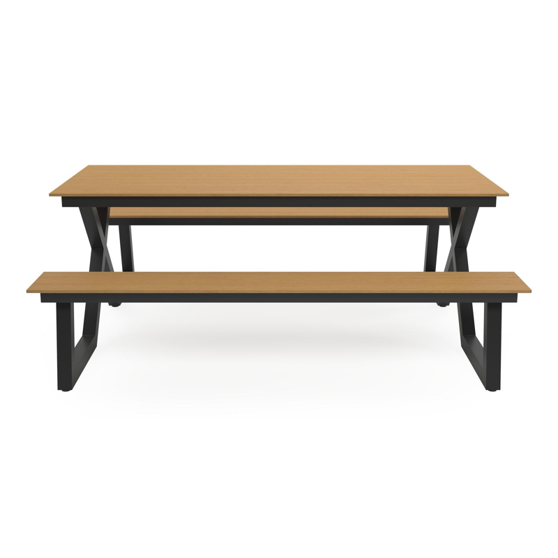 Mundo  picknicktafel in zwart aluminium en polywood tafelblad - L 200 x B 173 x H 74 cm